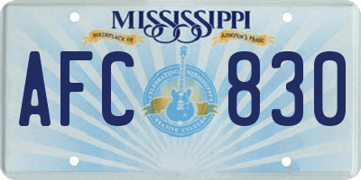 MS license plate AFC830
