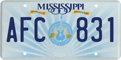 MS license plate AFC831