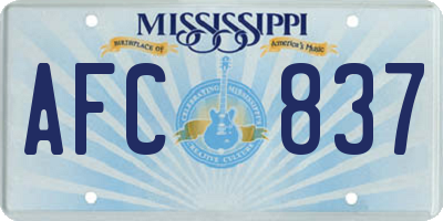 MS license plate AFC837
