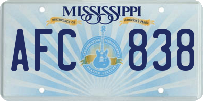 MS license plate AFC838