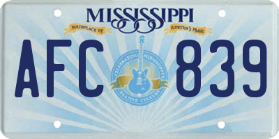 MS license plate AFC839
