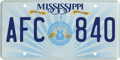 MS license plate AFC840