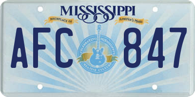 MS license plate AFC847