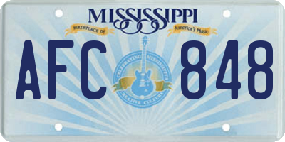 MS license plate AFC848
