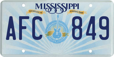 MS license plate AFC849