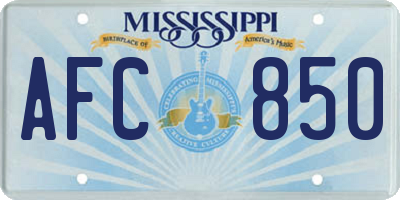 MS license plate AFC850