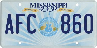 MS license plate AFC860