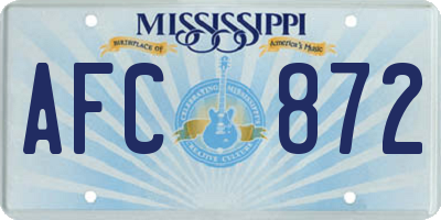 MS license plate AFC872