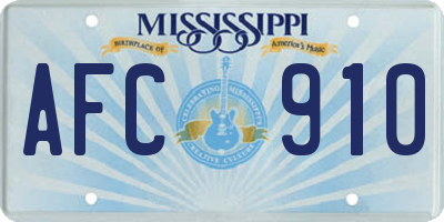 MS license plate AFC910