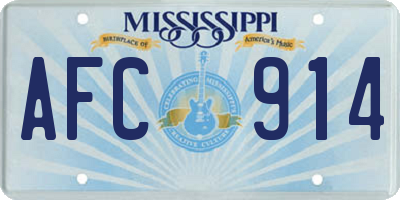 MS license plate AFC914