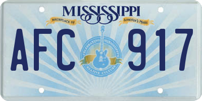 MS license plate AFC917