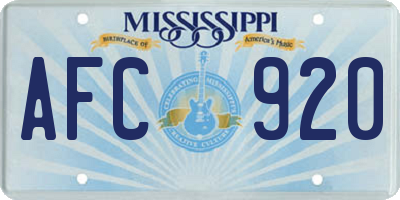 MS license plate AFC920
