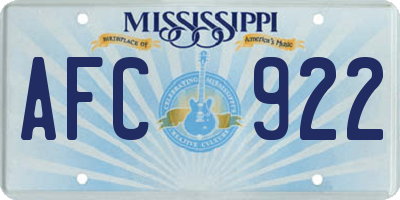 MS license plate AFC922