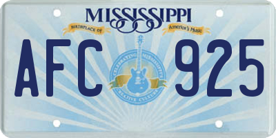 MS license plate AFC925