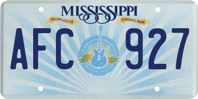 MS license plate AFC927