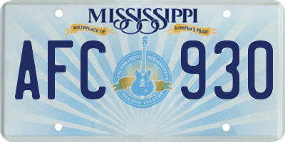 MS license plate AFC930