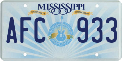 MS license plate AFC933
