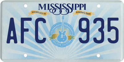 MS license plate AFC935