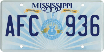 MS license plate AFC936