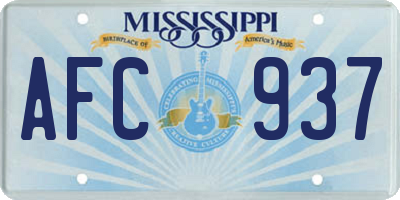 MS license plate AFC937