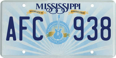 MS license plate AFC938
