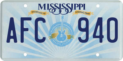 MS license plate AFC940