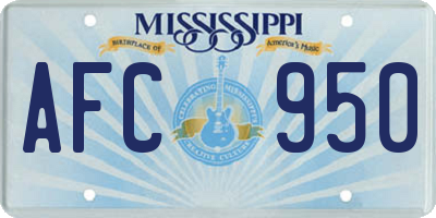 MS license plate AFC950