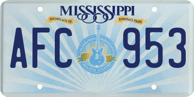 MS license plate AFC953