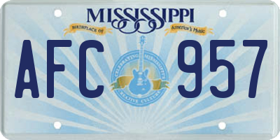 MS license plate AFC957