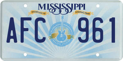 MS license plate AFC961