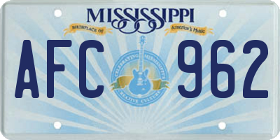 MS license plate AFC962