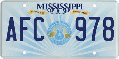 MS license plate AFC978