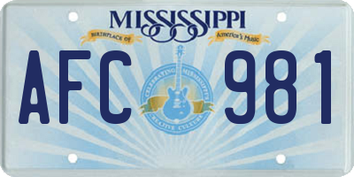 MS license plate AFC981