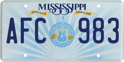 MS license plate AFC983