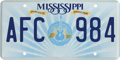 MS license plate AFC984