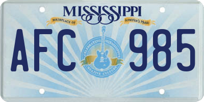 MS license plate AFC985