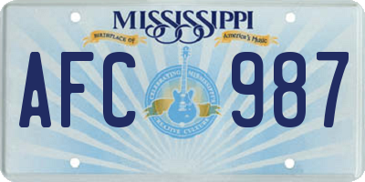 MS license plate AFC987