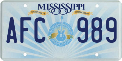 MS license plate AFC989