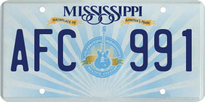 MS license plate AFC991