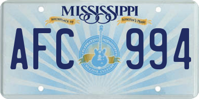 MS license plate AFC994
