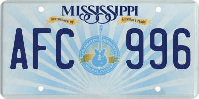 MS license plate AFC996