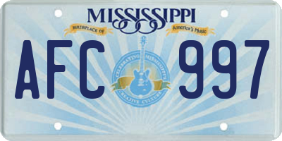 MS license plate AFC997