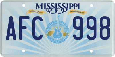 MS license plate AFC998