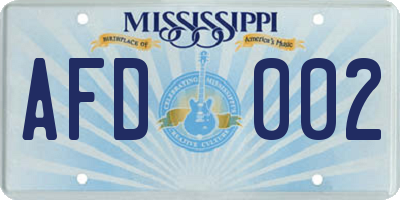 MS license plate AFD002