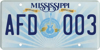 MS license plate AFD003