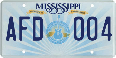 MS license plate AFD004