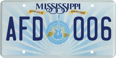 MS license plate AFD006