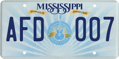 MS license plate AFD007
