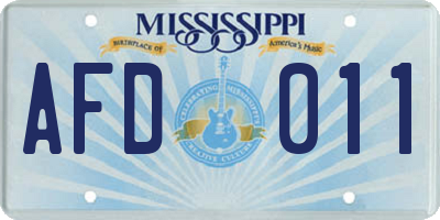 MS license plate AFD011