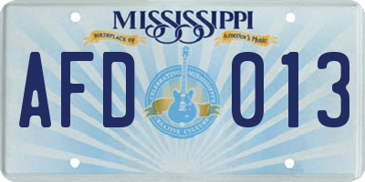 MS license plate AFD013